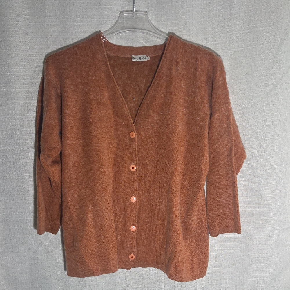 Women's Orange Vintage Button Down Cardigan Sweater Size Medium